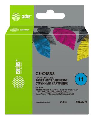 Картридж Cactus CS-C4838 №11 для HP 2000/2500 Business InkJet1000 Color Printer1700 желтый
