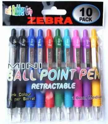 Набор шариковых ручек автоматическая Zebra MINI Z-GRIP 10 шт разноцветный 1 мм