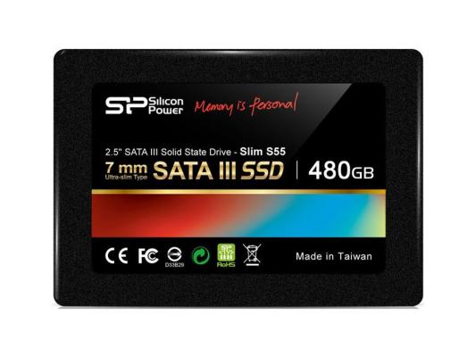 Твердотельный накопитель SSD 2.5" 480 Gb Silicon Power Slim S55 Read 555Mb/s Write 500Mb/s TLC SP480GBSS3S55S25