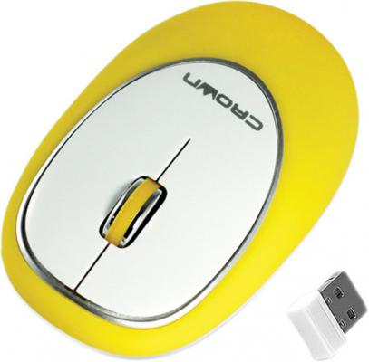 Мышь беспроводная Crown CMM-931W жёлтый белый USB