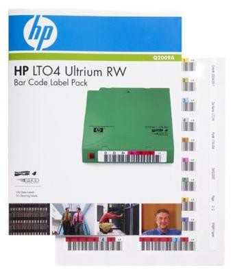 Набор наклеек HP Ultrium4 1.6TB bar code label pack 100 data + 10 cleaning for C7974A for libraries & autoloaders Q2009A