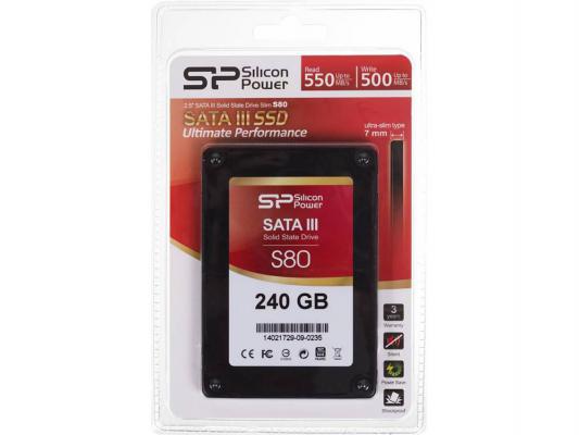 Твердотельный накопитель SSD 2.5" 240 Gb Silicon Power SP240GBSS3S80S25 Read 550Mb/s Write 500Mb/s MLC