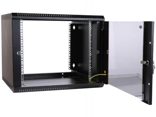 Шкаф настенный разборный 6U ЦМО ШРН-Э-6.350-9005 600x350мм дверь стекло черный