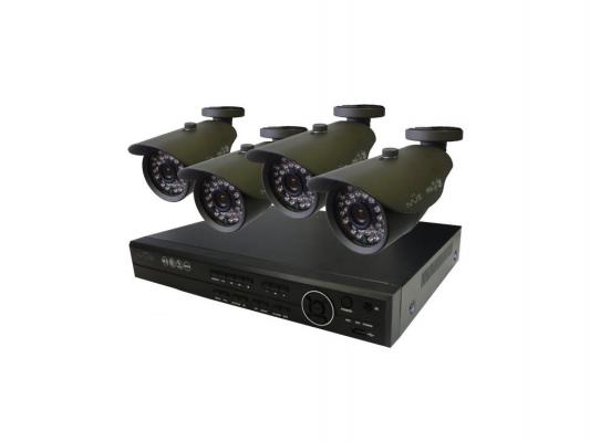 Комплект видеонаблюдения IVUE Стандарт 4 Дача 4 уличные камеры 4-х канальный видеорегистратор установочный комплект 6804VK-CI25B-70A