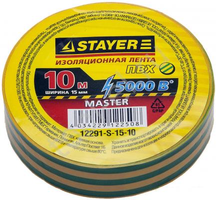 Изолента Stayer MASTER 15ммx10м желтый/зеленый 12291-S-15-10