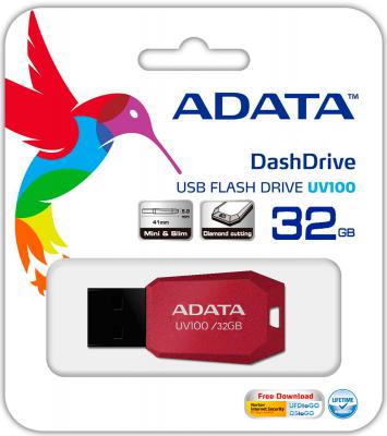 Флешка USB 32Gb A-Data UV100 USB2.0 AUV100-32G-RRD красный
