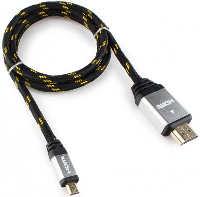 Кабель HDMI-micro HDMI 1.0м нейлоновая оплетка позолоченные разъемы черный Konoos KCP-HDMIDnbk