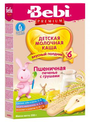 Каша Bebi Premium Для Полдника пшеничная с печеньем и грушей с 6 мес. 200 гр. мол.