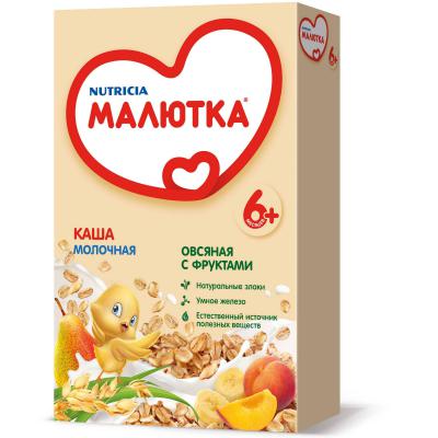 Каша Малютка молочная Овсяная с фруктами с 6 мес. 220 гр.