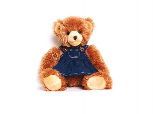 Мягкая игрушка медведь Gulliver Мишка в джинсовом платье текстиль коричневый 35 см