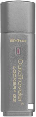 Флешка USB 64Gb Kingston DataTraveler LPG2 DTLPG3/64GB серебристый Locker+G3