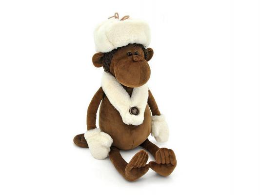 Мягкая игрушка обезьянка ОРАНЖ Обезьяна Николя искусственный мех синтепон белый коричневый 25 см