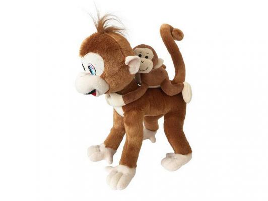 Мягкая игрушка обезьянка Fluffy Family Микки с детенышем плюш коричневый 28 см 681162