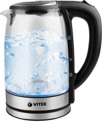 Чайник Vitek VT-7013 2200 Вт 2 л пластик/стекло серебристый чёрный
