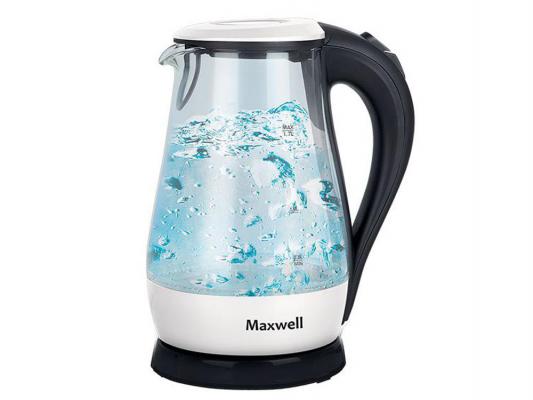 Чайник Maxwell MW-1070 W 2200 Вт белый чёрный прозрачный 1.7 л стекло
