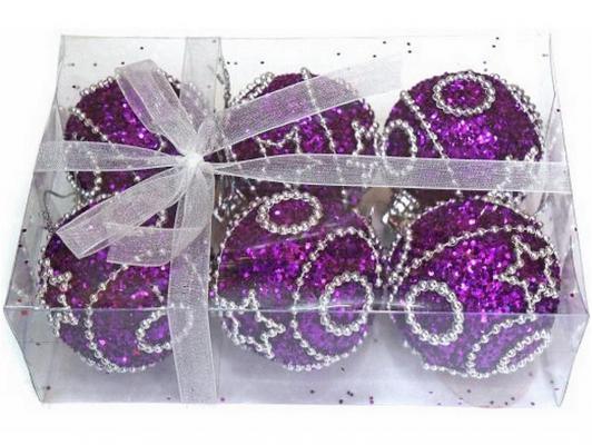 Набор шаров Новогодняя сказка 972181 фиолетовый 5 см 6 шт пенопласт