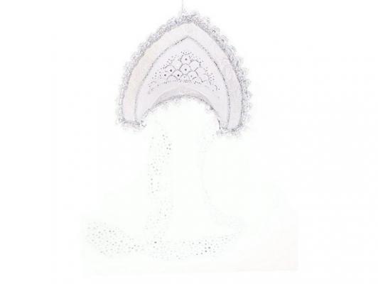 Кокошник Снегурочки 35х35 см, серебро, с лентами Новогодняя сказка 972026