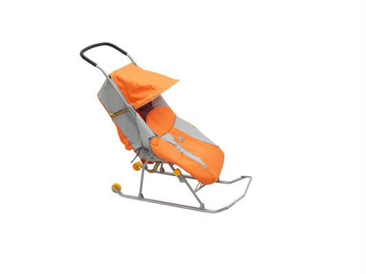 Санки-коляска Ника Тимка 2 Комфорт до 25 кг оранжевый серый сталь Т2К
