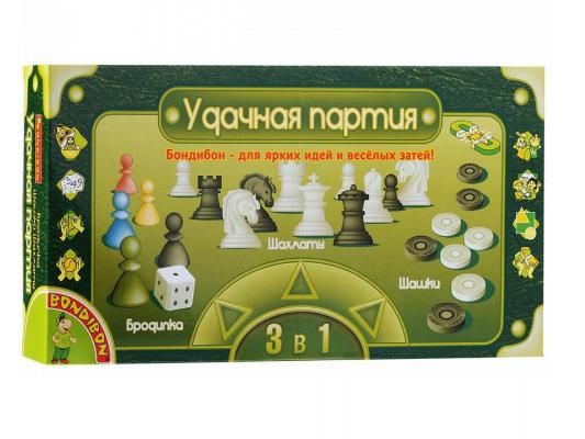 Настольная игра Bondibon развивающая BOX Удачная партия "Шашки, шахматы, бродилки" ВВ0692