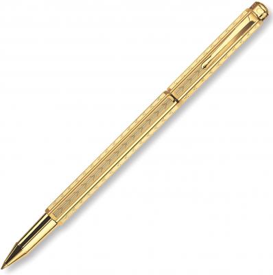 Ручка-роллер Caran D’Ache Ecridor Chevron gilded черный F позолота 23К 838.208