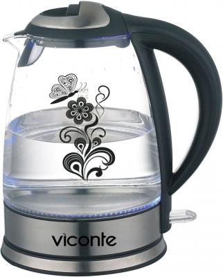Чайник Viconte VC 3248 2200 Вт чёрный серебристый прозрачный рисунок 2 л металл/стекло