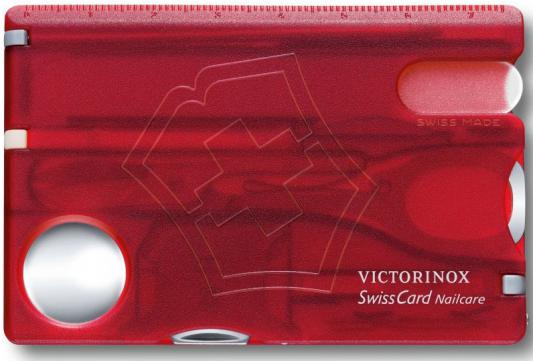 Швейцарская карта Victorinox SwissCard Nailcare 0.7240.T 10 функций полупрозрачный красный