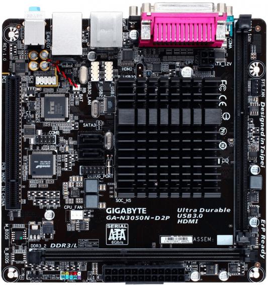 Материнская плата GigaByte GA-N3050N-D2P с процессором Intel 2xDDR3 1xPCI 2 mini-ITX Retail