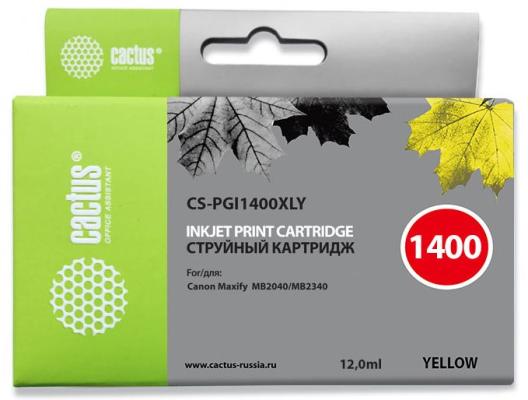 Картридж Cactus CS-PGI1400XLY для Canon MB2050/MB2350/MB2040/MB2340 желтый