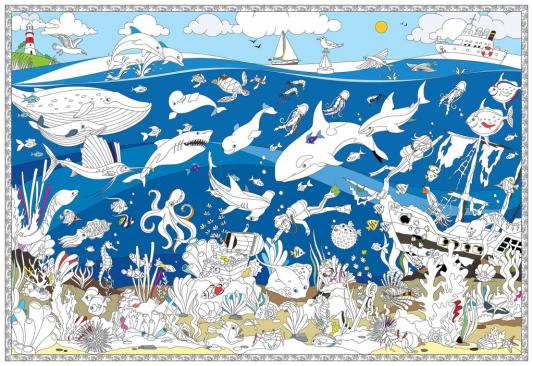 Карта-Раскраска Подводный мир,101х69 Геодом 53323