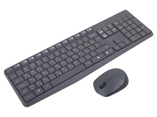 Клавиатура + мышь Logitech MK235 клав:серый мышь:серый USB беспроводная
