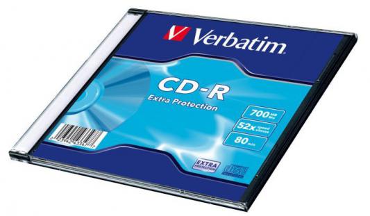 Диски CD-R Verbatim 700Mb 52x SlimCase 1шт 43347