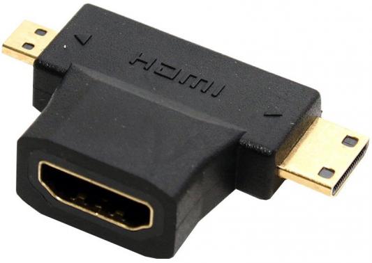 Переходник HDMI(F)-mini + micro HDMI (M) 5bites HH1805FM-T аксессуар 5bites hdmi f mini micro hdmi m hh1805fm t