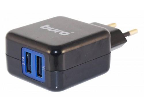 Сетевое зарядное устройство BURO TJ-134B 2 х USB 2.1/1А черный