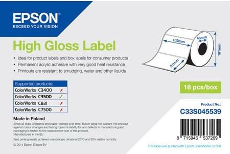 Бумага Epson High Gloss Label 102x51мм C33S045539