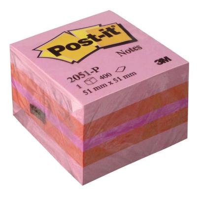 Бумага с липким слоем 3M 400 листов 51х51 мм розовый 2051-P