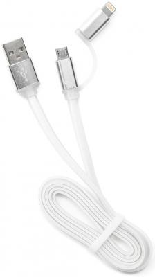 Кабель Lightning microUSB USB 2.0 1м Cablexpert CC-mAPUSB2w1m плоский белый