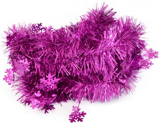 Фото - Мишура одноцветная со СНЕЖИНКАМИ, розовая, блестящая, 60/100 мм, длина 2 м мишура russian garland 860015 3