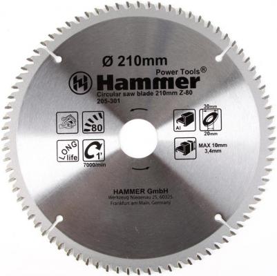 Пильный диск Hammer Flex 205-301 CSB AL 210ммx80x30/20мм по алюминию 30681