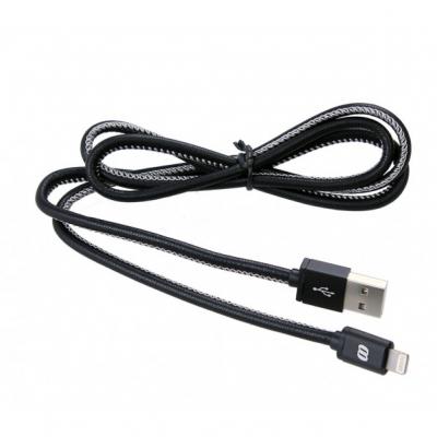 Кабель Mango Device USB 1м для Apple MFI Lightning натуральная кожа черный серый MD-IP5C01L-BK(G)