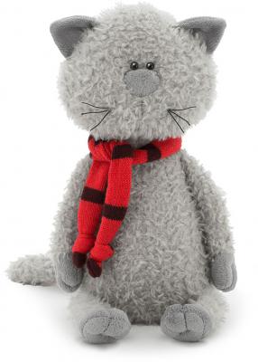 Мягкая игрушка кот ORANGE Кот Обормот в шарфике текстиль пластик серый красный черный