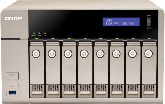 Сетевое хранилище QNAP TVS-863+-16G Intel 2.0ГГц 8x2.5/3.5"HDD hot swap RAID 0/1/5/6/10 2xGbLAN 5xUSB HDMI