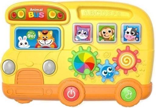 Развивающая игрушка Shantou Gepai Автобус со зверятами, свет, звук WD3749