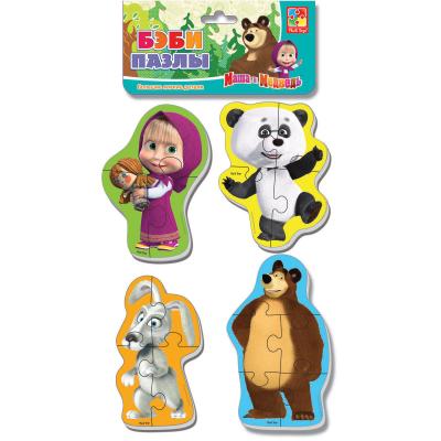 Мягкий пазл 16 элементов Vladi toys Baby puzzle Маша и Медведь Панда и заяц  VT1106-53