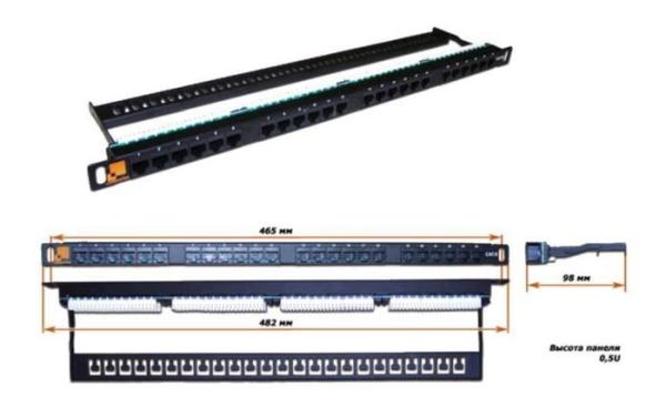 Патч-панель 19, 24 порта RJ-45, категория 6, UTP, 0.5U, компактная, LAN-PPC24U6 патч панель lanmaster lan ppas24ok utp наборная угловая 19 1u под 24 неэкранированных модуля keystone jack